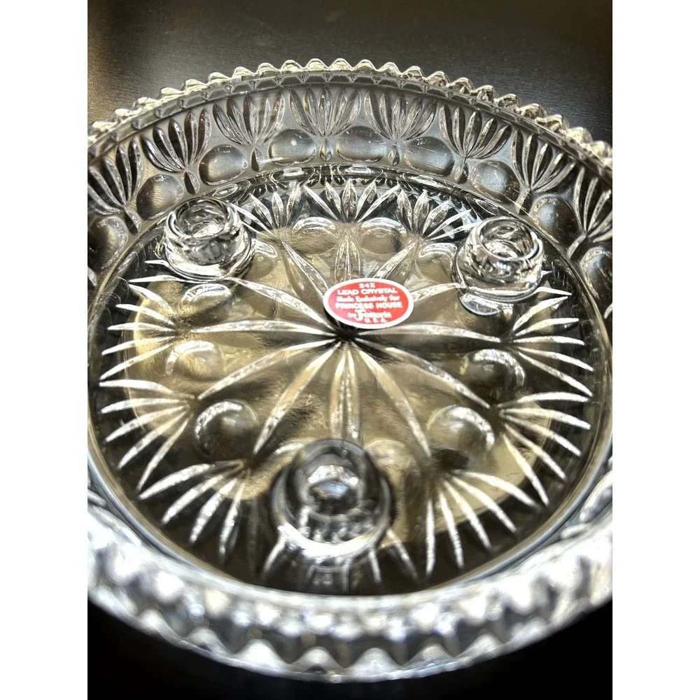 Vintage Princess House Fostoria 3 Taper Lead Crystal Candle Holder Original Box